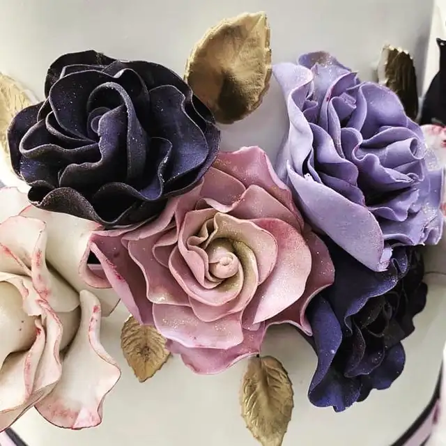 Purple Floral Wedding Cake